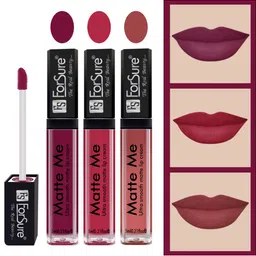 ForSure Set of 3 Matte Me Ultra Smooth Lip Cream 5 ml Each - Royal Maroon, Rich Pink, Nude-15