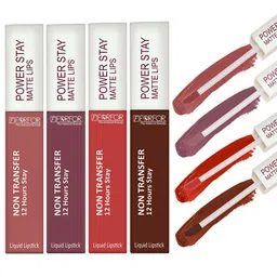 FORFOR Set of 4 Power Stay Non-Transfer & Waterproof Liquid Matte Lipstick - 5ml Each-16