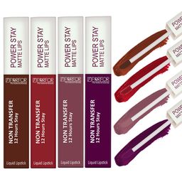 FORFOR Set of 4 Power Stay Non-Transfer & Waterproof Liquid Matte Lipstick - 5ml Each-51