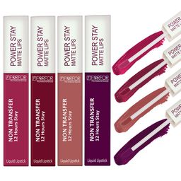 FORFOR Set of 4 Power Stay Non-Transfer & Waterproof Liquid Matte Lipstick - 5ml Each-43