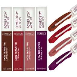 FORFOR Set of 4 Power Stay Non-Transfer & Waterproof Liquid Matte Lipstick - 5 ml each-14