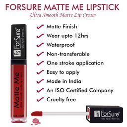 ForSure Set of 3 Matte Me Ultra Smooth Lip Cream 5ml Each - Magenta, Rust Brown, Matte Red image 3