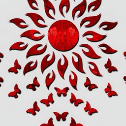 Wall1ders Red Sun & 20 Butterfly 3D Mirror Wall Stickers-52