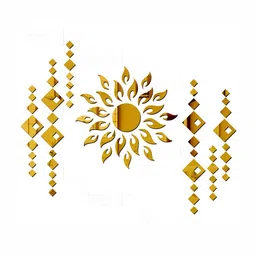 Wall1ders Gold-Toned Sun Diamond 3D Acrylic Mirror Wall Stickers-49