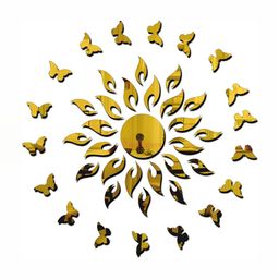 Wall1ders Gold-Toned 20 Pcs Butterfly 3D Mirror Wall Stickers-74