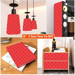 British Terminal Red & White Abstract Printed Wall Sticker image 3