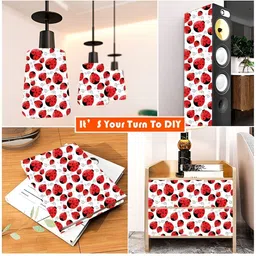 British Terminal White & Red Abstract Printed Self Adhesive Wallpaper image 3