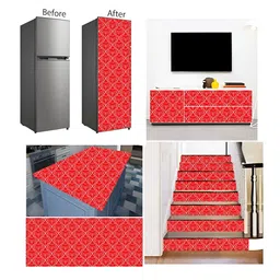 British Terminal Red & White Abstract Printed Wall Sticker image 4