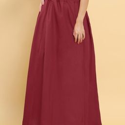 Soch Women Maroon Red Solid Cotton Saree Petticaot Shapewear-image-93