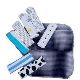Baby Moo Infants Set of 8 White Printed Soft & Smooth Wash Clothes image 4