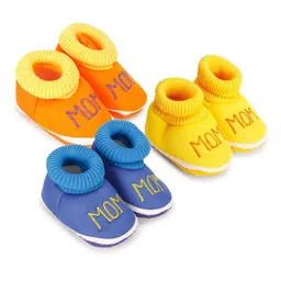 BAESD Infants Pack Of 3 Self-Design Cotton Socks Booties-12