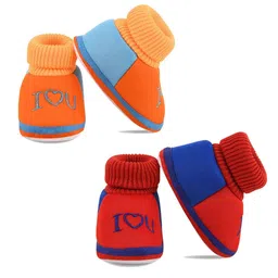 Smartots Infants Pack Of 2 Colourblocked Pure Cotton Booties-40