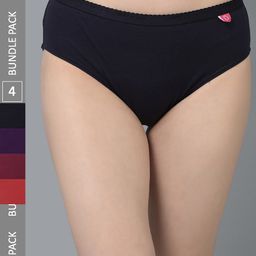 Dollar Missy Pack of 4  Combed Cotton Solid Outer Elasticated Hipster Briefs-57
