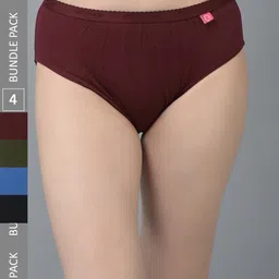 Dollar Missy Women Pack Of 4 Assorted Seamless Pure Cotton Hipster Briefs-image-52