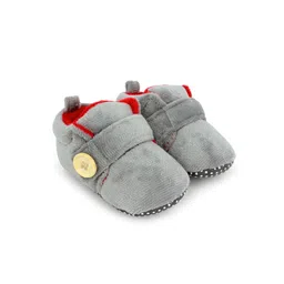 Superminis Set Of 2 Grey & Red Solid Baby Booties image 5