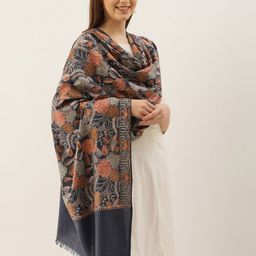 Pashmoda Women Blue & Grey Embroidered Woolen Shawl-24