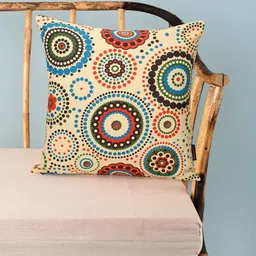 Mezposh Yellow Ethnic Motifs Printed Square Cushion cover-46