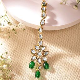 Priyaasi Gold-Plated Kundan Studded Maang Tikka Head Jewellery-image-29
