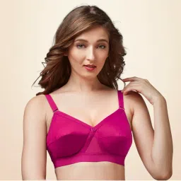 Trylo Krutika Plain Cotton Fabric Opulent Full Cup Bra - Raspberry-picture-2