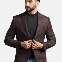 Blackberrys Checked Notched Lapel Single Breasted Slim-fit Casual Blazer-image-47