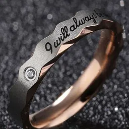 Fashion Frill Rose Gold-Plated CZ-Studded Romantic Couple Finger Ring-39