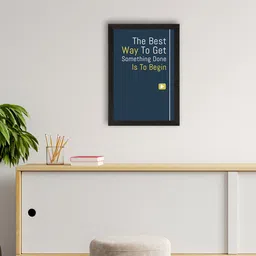 eCraftIndia Blue "The Best Way" Motivational Quote Satin Matt Texture UV Art Painting-3