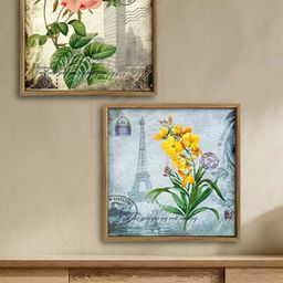 Art Street Set Of 2 Floral & Paris Theme Canvas Wall Painting-31