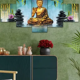 Perpetual Set Of 5 3D Buddha Wall Paintings-1