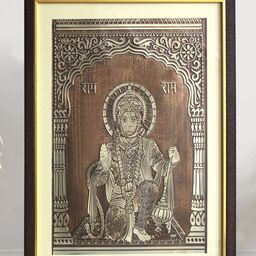 SHREE KALA HOME DECOR Brown & Beige Lord Hanuman Foil Embossed Painting Wall Art-image-64