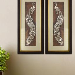 SHREE KALA HOME DECOR Peacock Couple Feather Foil Embossed Wall Painting-image-61