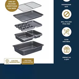 MasterClass Smart Space Grey 7-Pieces Carbon Steel Non-Stick Baking & Roasting Set image 5