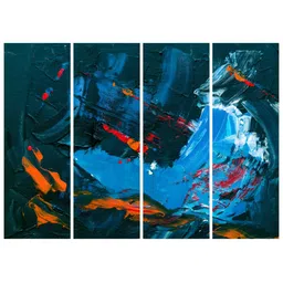 Inephos Blue & Orange 4 Piece Canvas Abstract Wall Paintings-4