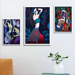 Aura Blue & Red 3 Piece Wood Abstract Wall Paintings-image-78
