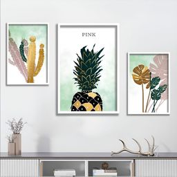 Aura White & Green 3 Piece Wood Other Wall Paintings-image-103
