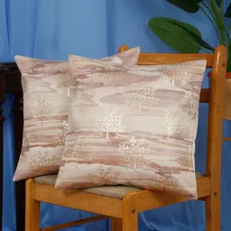 DREAM WEAVERZ Brown & Gold-Toned Set of 2 Abstract Velvet Square Cushion Covers-image-63