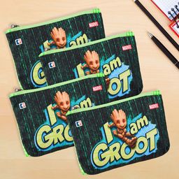 Kuber Industries Kids Pack of 4 Marvel I am Groot Printed Square Pencil Pouch-17