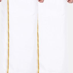 Ramraj Men Pack of 2 Pure Cotton Dhotis Zari Border-picture-58