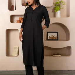 GULABOSITABO Women V-Neck Straight Kurta-picture-44