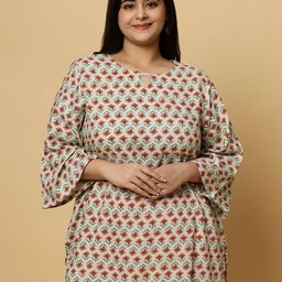Sztori Plus Size Ethnic Motifs Printed Pure Cotton Straight Kurti-image-48