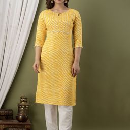 GREYSHADE Women Leheriya Gotta Patti Straight Kurta-image-26