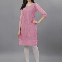 KALINI Ethnic Motifs Embroidered Round Neck Straight Kurta-picture-52