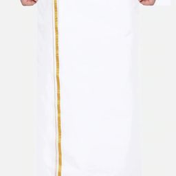 Ramraj Men Pack of 2 Cotton Single Layer Dhoti with Zari Border-17