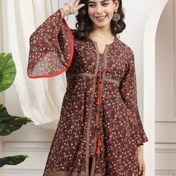 Nayam By Lakshita Ethnic Motifs Printed Flared Sleeves A-Line Kurti-picture-17