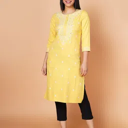 BARARA ETHNIC Women Ethnic Motifs Embroidered Mirror Work Pure Cotton Kurta-image-12