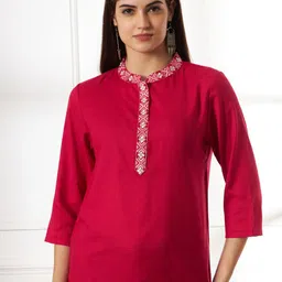 Anouk Rustic Mandarin Collar Embroidered Top-picture-56