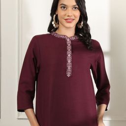 Anouk Rustic Women Embroidered Mandarin Collar Kurti-picture-37