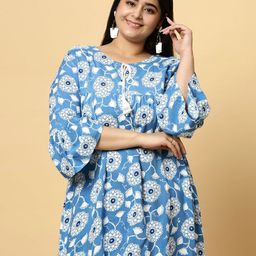 Sztori Plus Size Floral Printed Pure Cotton Straight Kurti-image-37