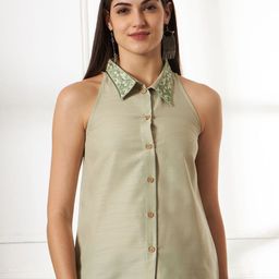 Anouk Rustic Shirt Style Embroidered Top-image-92