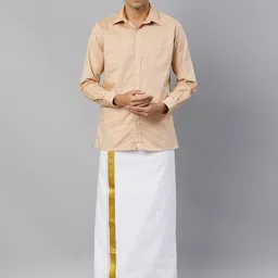 Ramraj Pure Cotton Double Layer Veshti With Jari Border image 3