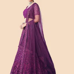Fusionic Embroidered Sequinned Semi-Stitched Lehenga & Unstitched Blouse With Dupatta image 4